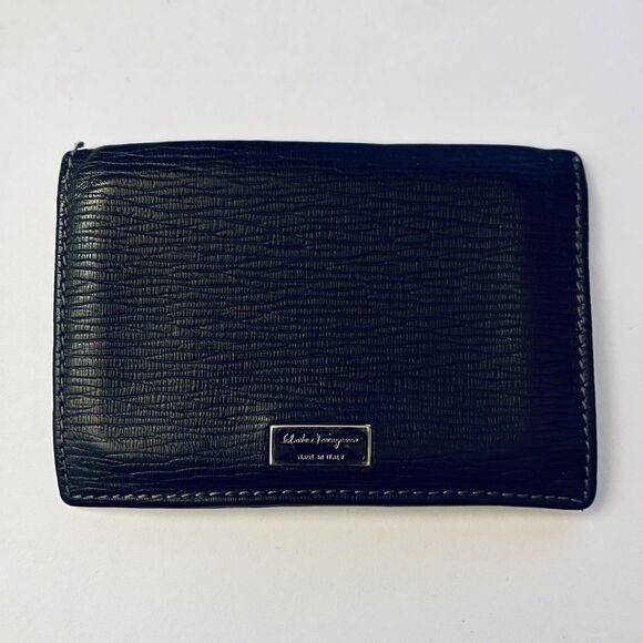 Salvatore Ferragamo Men’s Credit Card Holder Nameplate Calfskin Hammered Finish - Picture 7 of 10